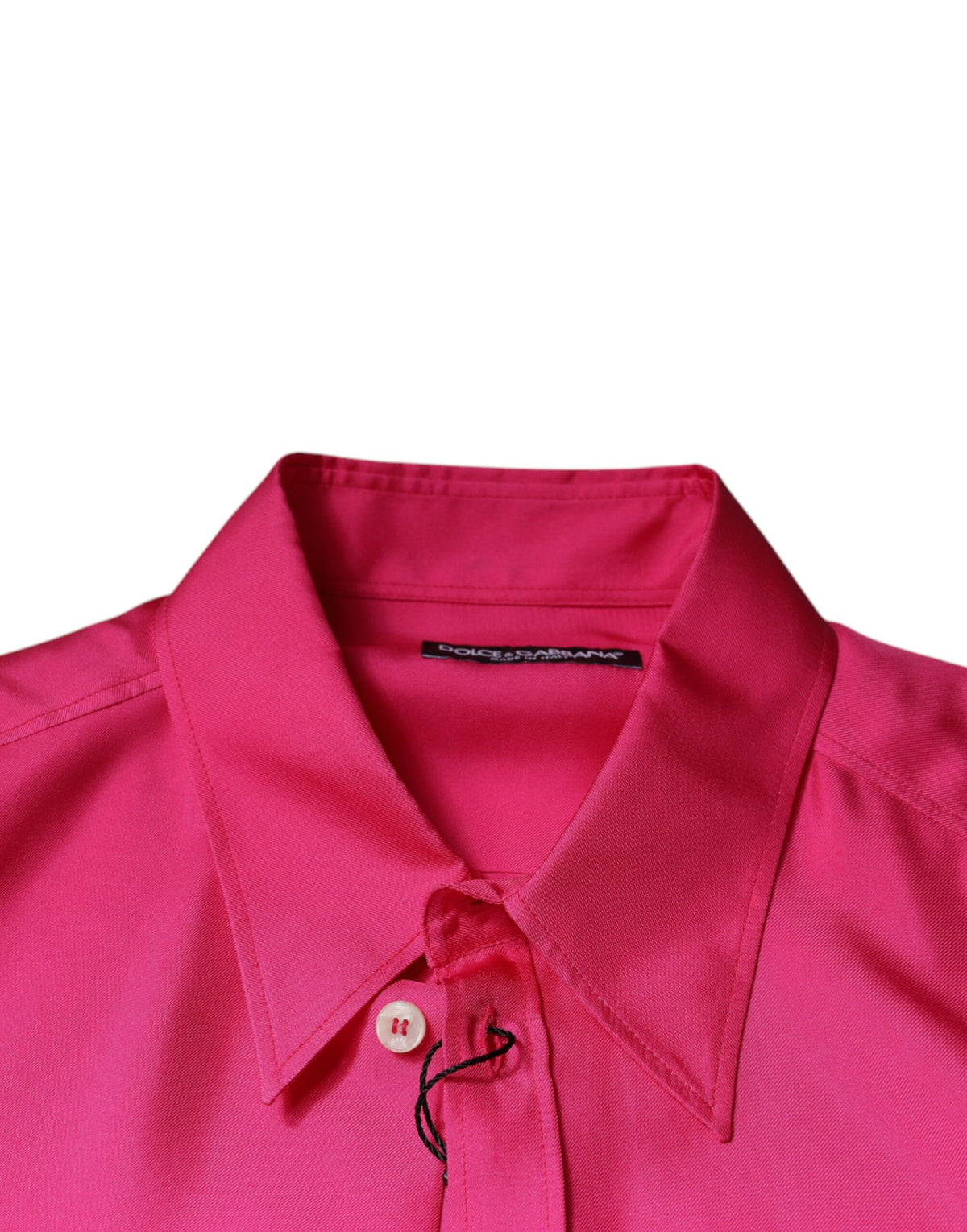 Chemise homme à col boutonné en soie rose de Dolce &amp; Gabbana