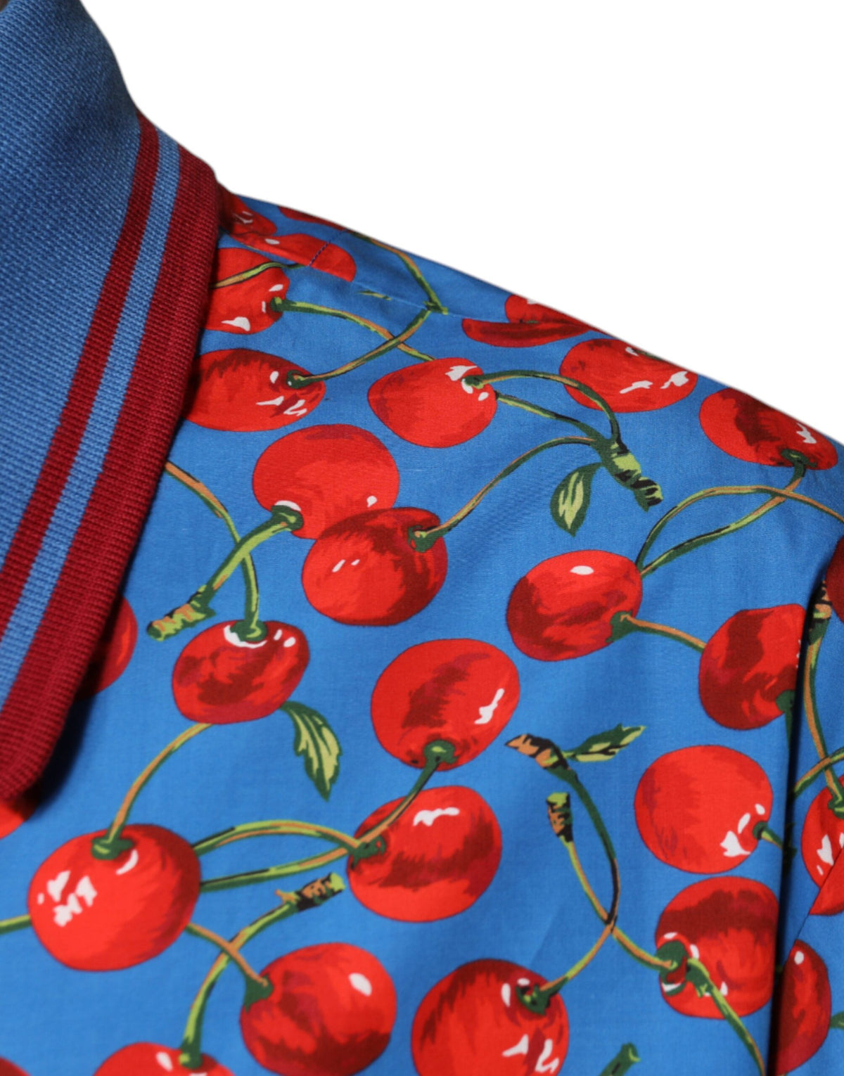 T-shirt polo pour homme Dolce &amp; Gabbana en coton bleu cerise avec col.