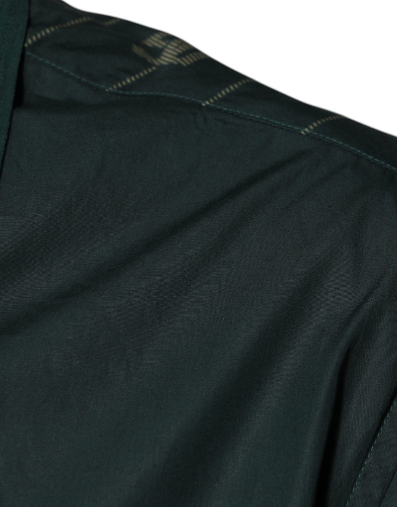 Chemise décontractée à manches longues MARTINI Dolce &amp; Gabbana verte avec logo.