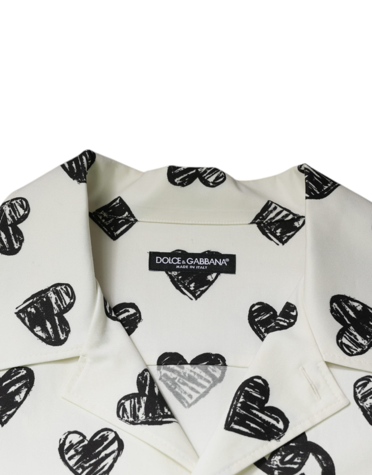 Chemise décontractée à manches courtes Dolce &amp; Gabbana avec imprimé cœur blanc.