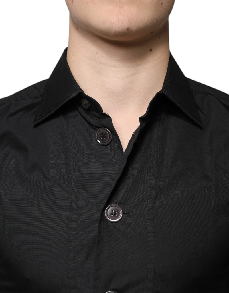 Chemise de cérémonie à manches longues en coton noir de Dolce &amp; Gabbana