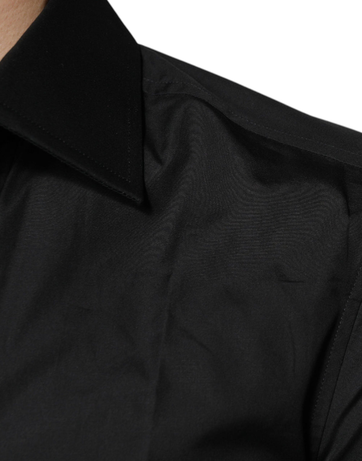 Chemise de cérémonie à manches longues en coton noir de Dolce &amp; Gabbana