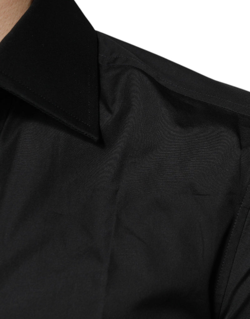 Chemise de cérémonie à manches longues en coton noir de Dolce &amp; Gabbana