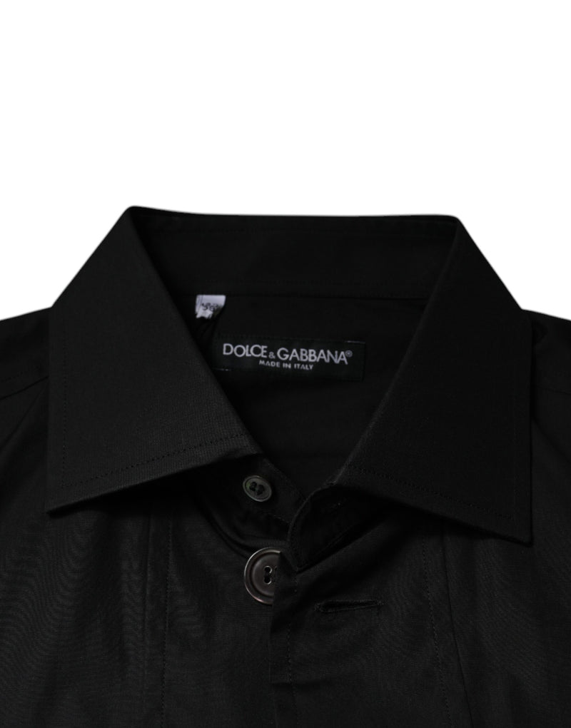 Chemise de cérémonie à manches longues en coton noir de Dolce &amp; Gabbana