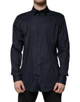 Chemise habillée dorée en coton mélangé noir de Dolce &amp; Gabbana