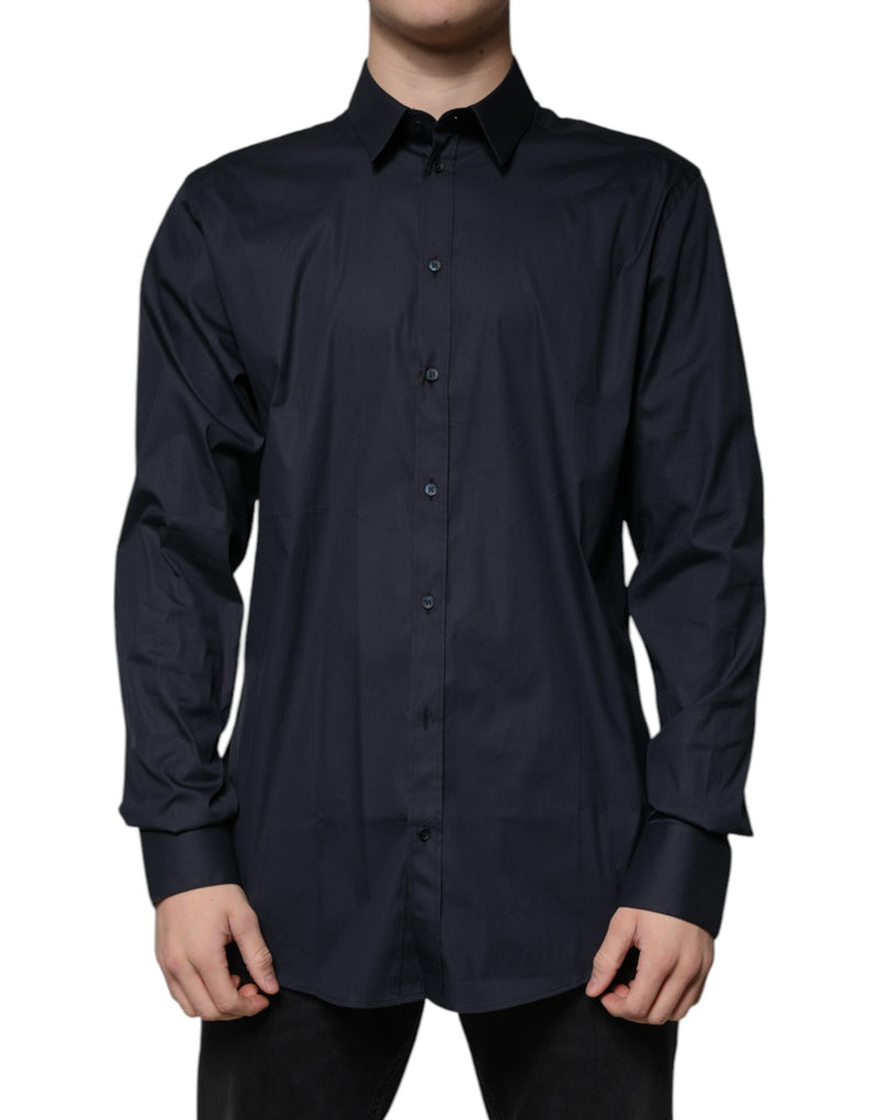Chemise habillée dorée en coton mélangé noir de Dolce &amp; Gabbana