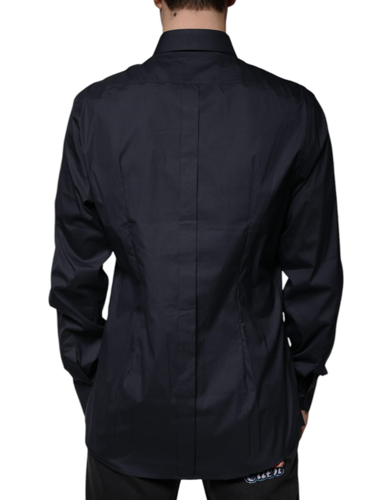 Chemise habillée dorée en coton mélangé noir de Dolce &amp; Gabbana