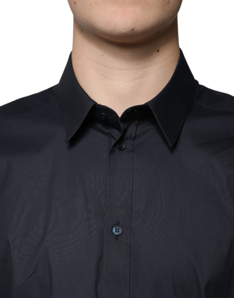 Chemise habillée dorée en coton mélangé noir de Dolce &amp; Gabbana