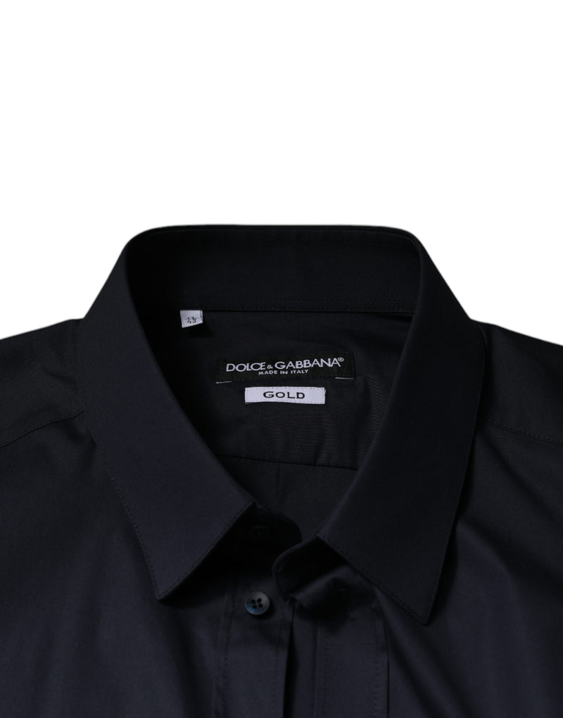 Chemise habillée dorée en coton mélangé noir de Dolce &amp; Gabbana