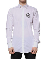 Dolce & Gabbana GOLD Cotton Logo Dress Shirt for Men - White