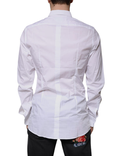 Chemise habillée homme dorée, en coton blanc, avec logo Dolce &amp; Gabbana.