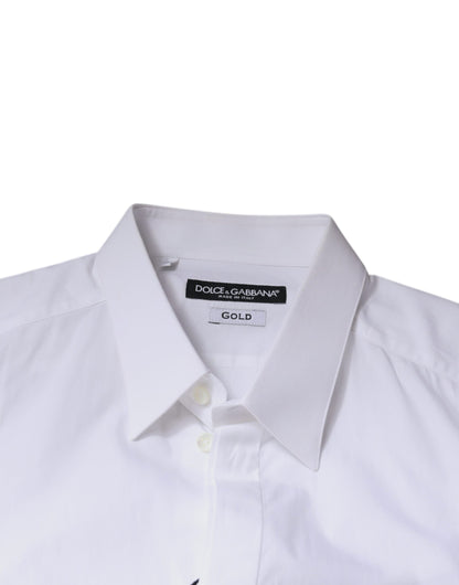 Chemise habillée homme dorée, en coton blanc, avec logo Dolce &amp; Gabbana.