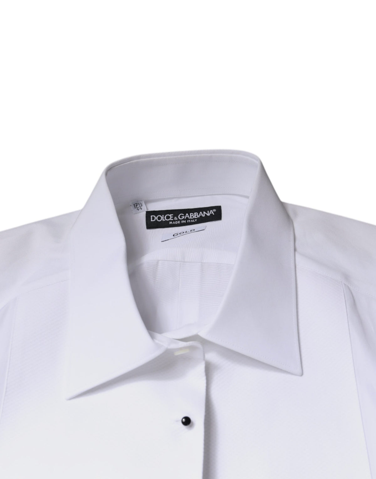 Chemise habillée blanche en popeline de coton à col montant de Dolce &amp; Gabbana, dorée.