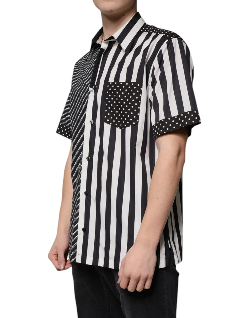 Chemise casual à boutons, rayures noires et blanches, Dolce &amp; Gabbana