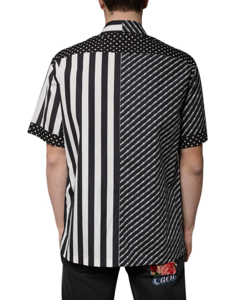 Chemise casual à boutons, rayures noires et blanches, Dolce &amp; Gabbana