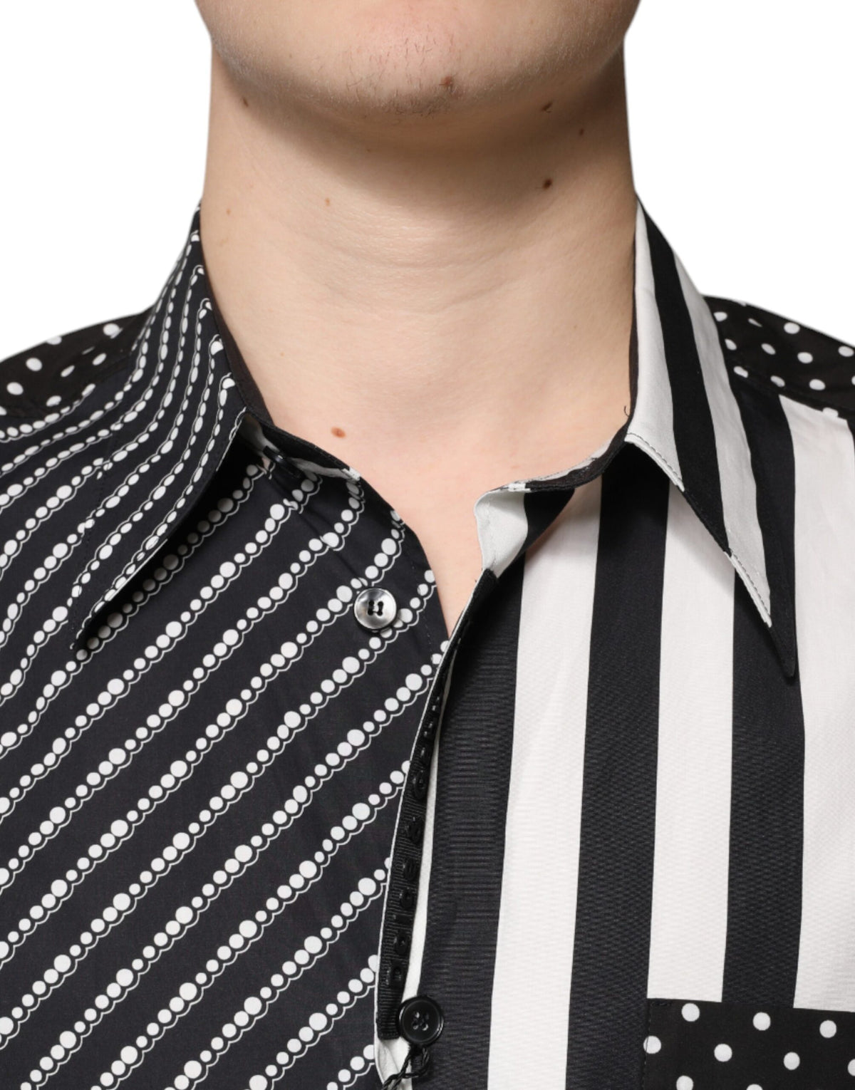 Chemise casual à boutons, rayures noires et blanches, Dolce &amp; Gabbana