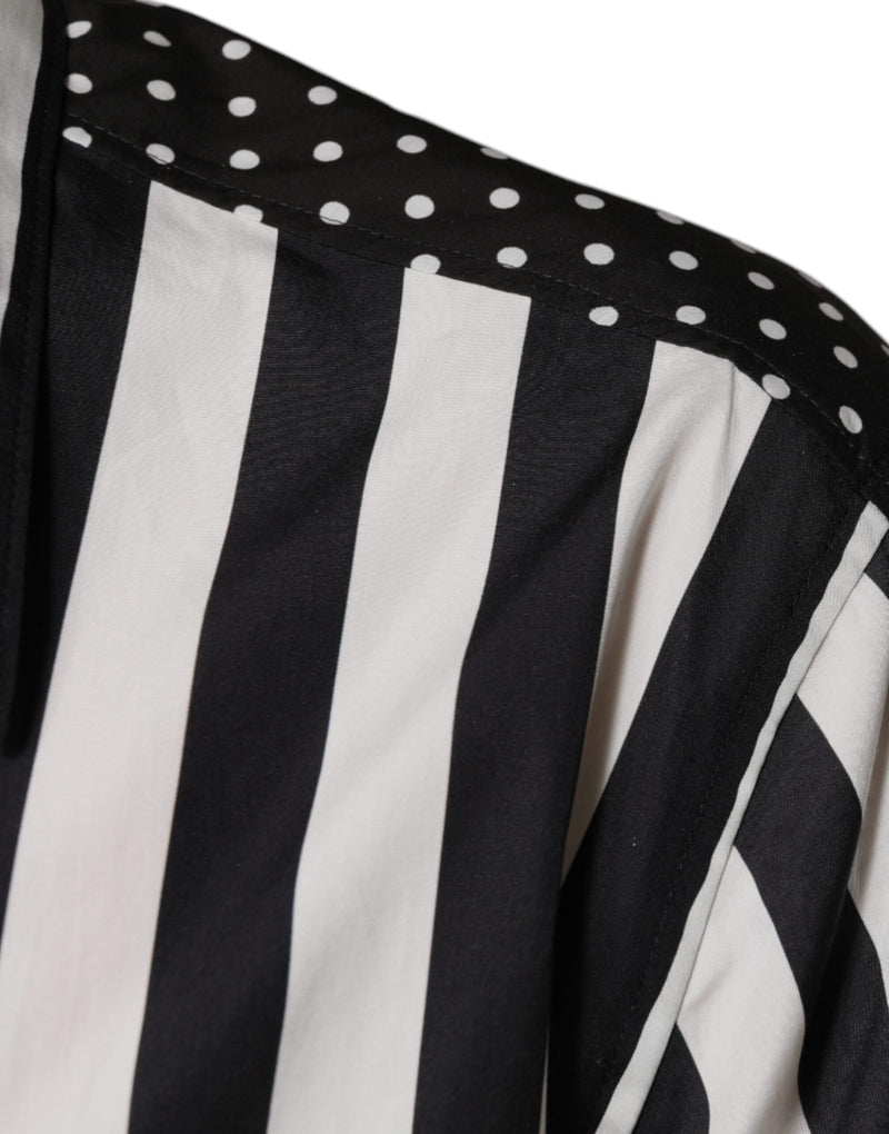Chemise casual à boutons, rayures noires et blanches, Dolce &amp; Gabbana