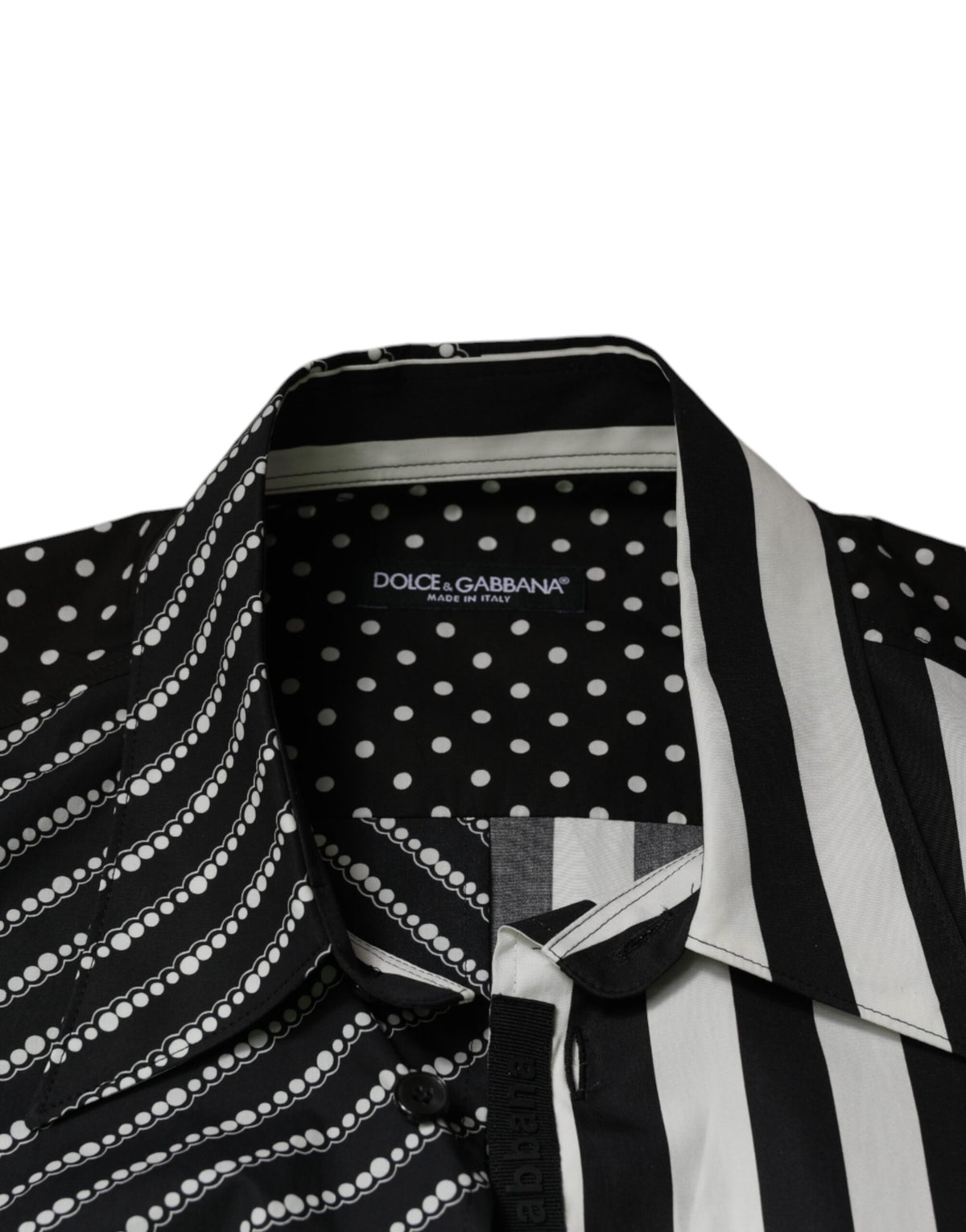 Chemise casual à boutons, rayures noires et blanches, Dolce &amp; Gabbana