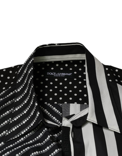 Chemise casual à boutons, rayures noires et blanches, Dolce &amp; Gabbana