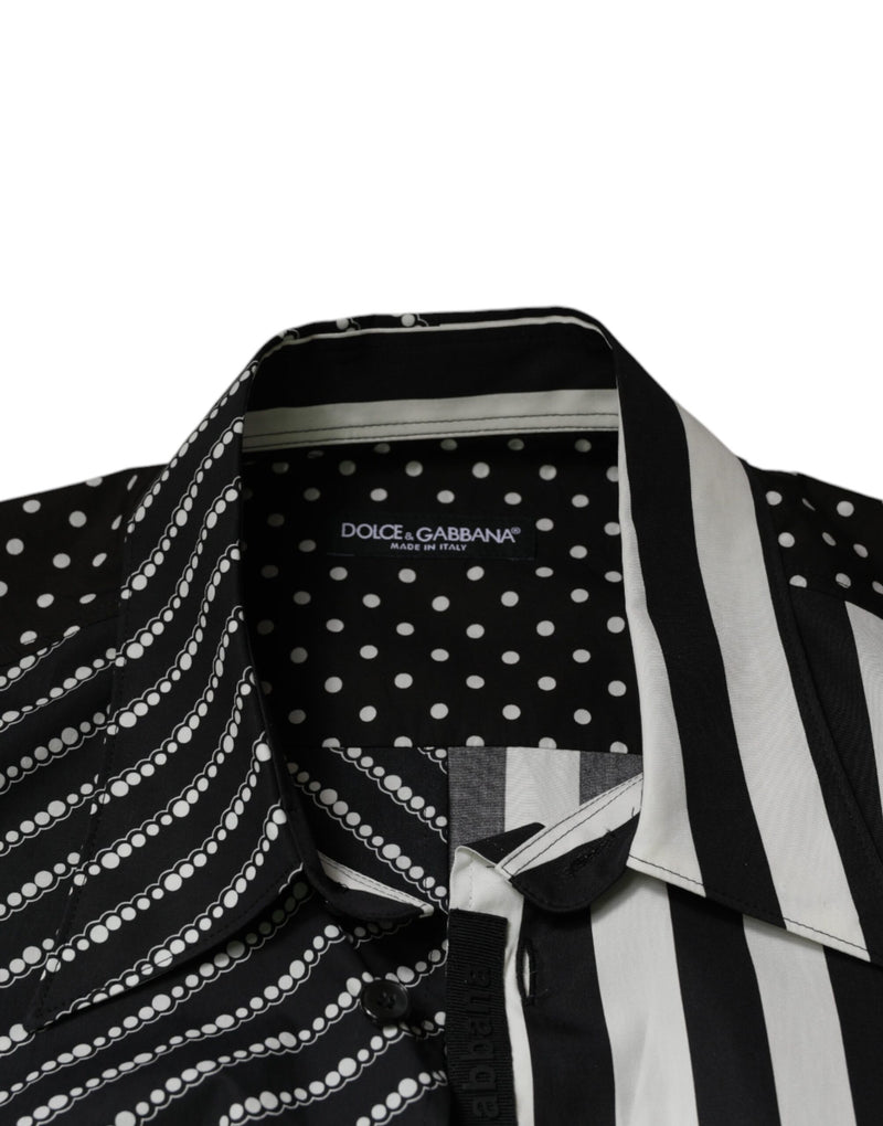 Chemise casual à boutons, rayures noires et blanches, Dolce &amp; Gabbana