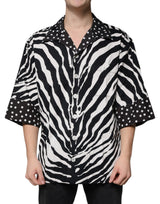 Chemise à boutons zébrée noir et blanc, taille oversize, Dolce &amp; Gabbana