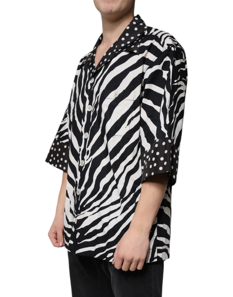 Chemise à boutons zébrée noir et blanc, taille oversize, Dolce &amp; Gabbana
