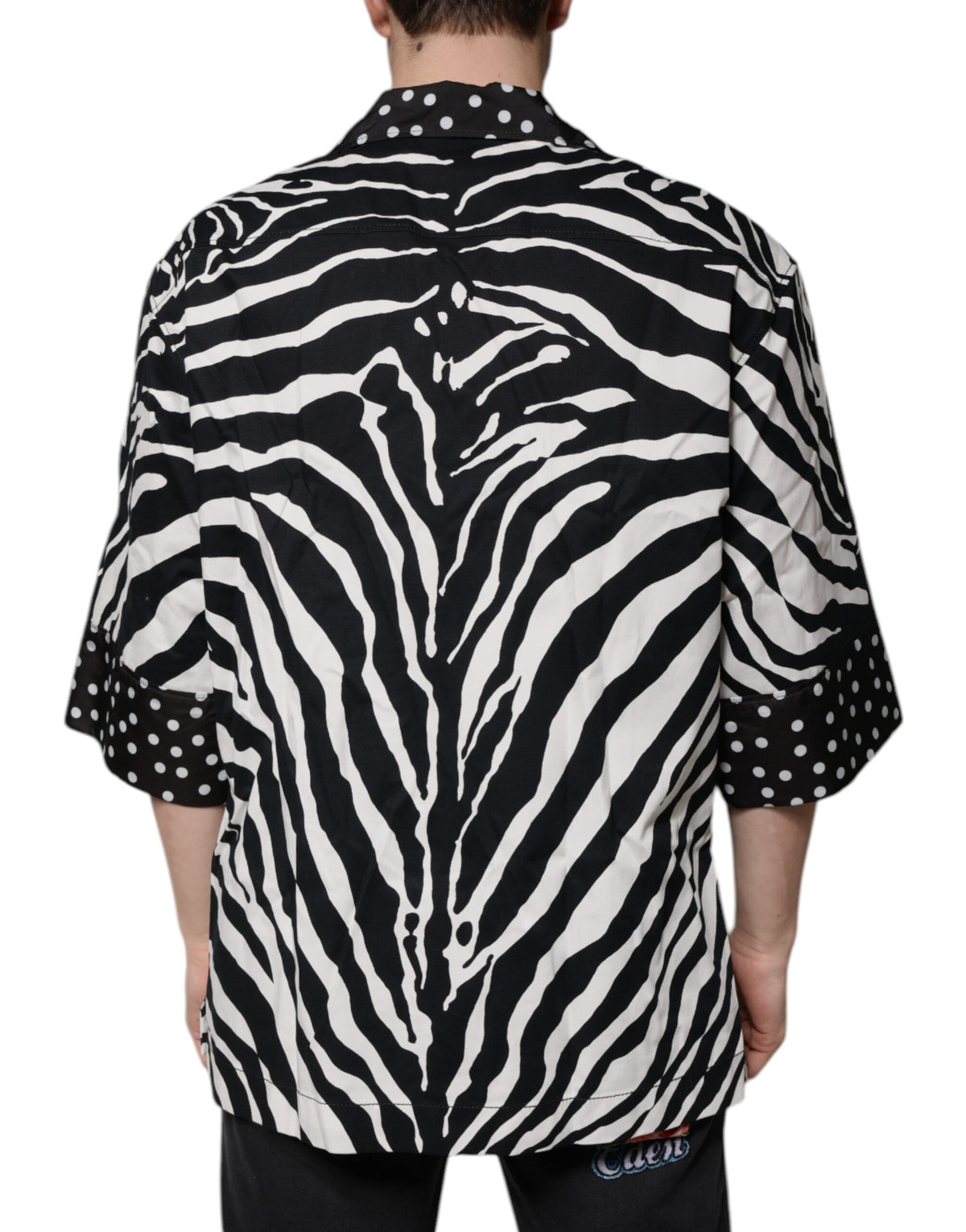 Chemise à boutons zébrée noir et blanc, taille oversize, Dolce &amp; Gabbana