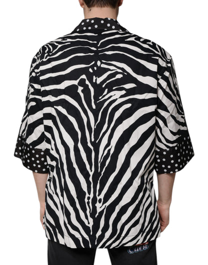 Chemise à boutons zébrée noir et blanc, taille oversize, Dolce &amp; Gabbana