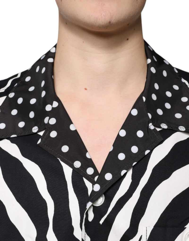 Chemise à boutons zébrée noir et blanc, taille oversize, Dolce &amp; Gabbana
