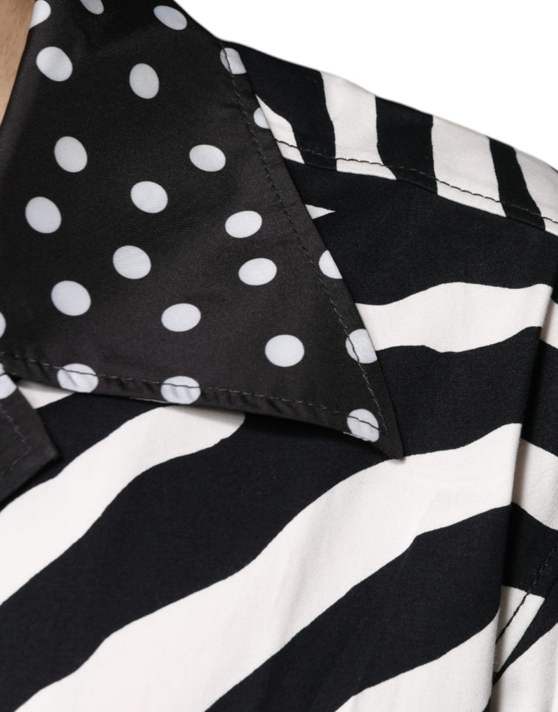 Chemise à boutons zébrée noir et blanc, taille oversize, Dolce &amp; Gabbana