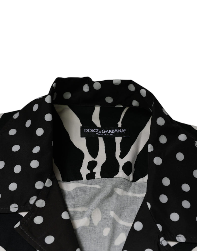 Chemise à boutons zébrée noir et blanc, taille oversize, Dolce &amp; Gabbana