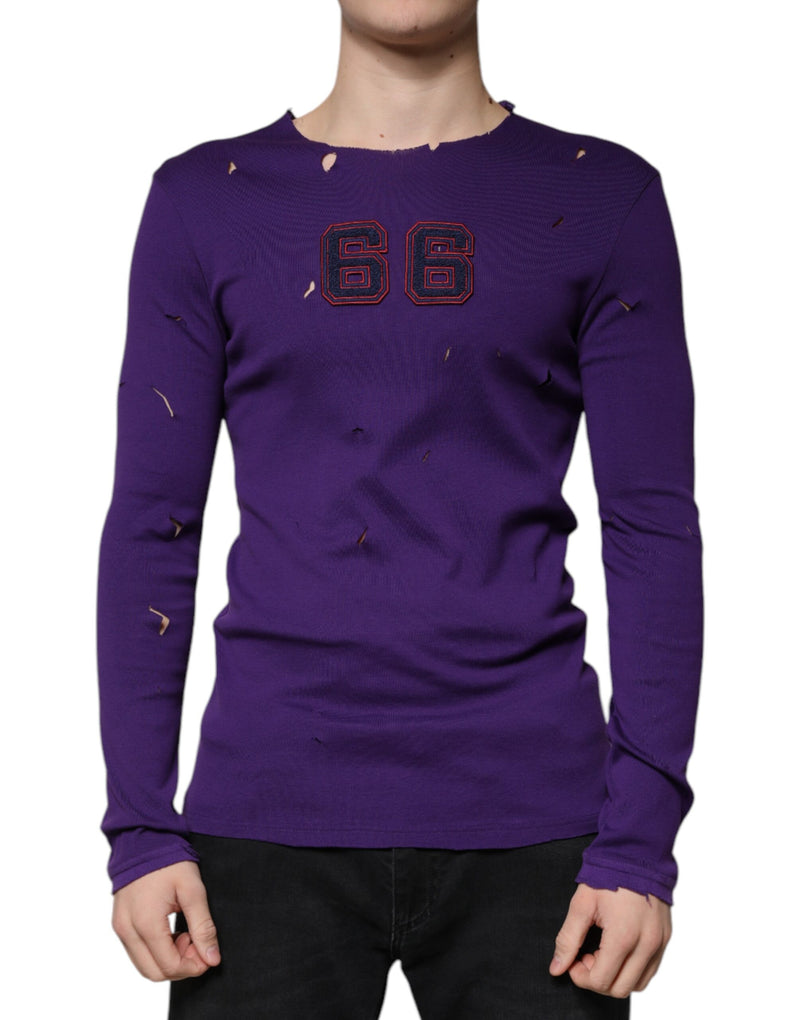 Pull en coton violet à col rond pour homme de Dolce &amp; Gabbana