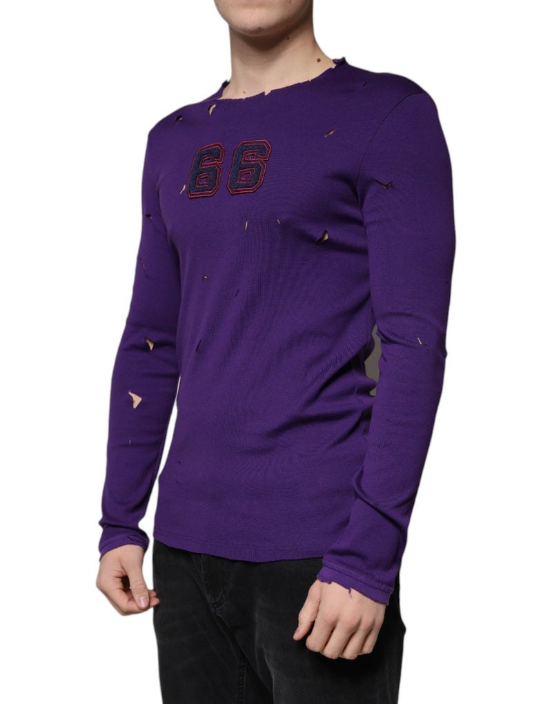 Pull en coton violet à col rond pour homme de Dolce &amp; Gabbana