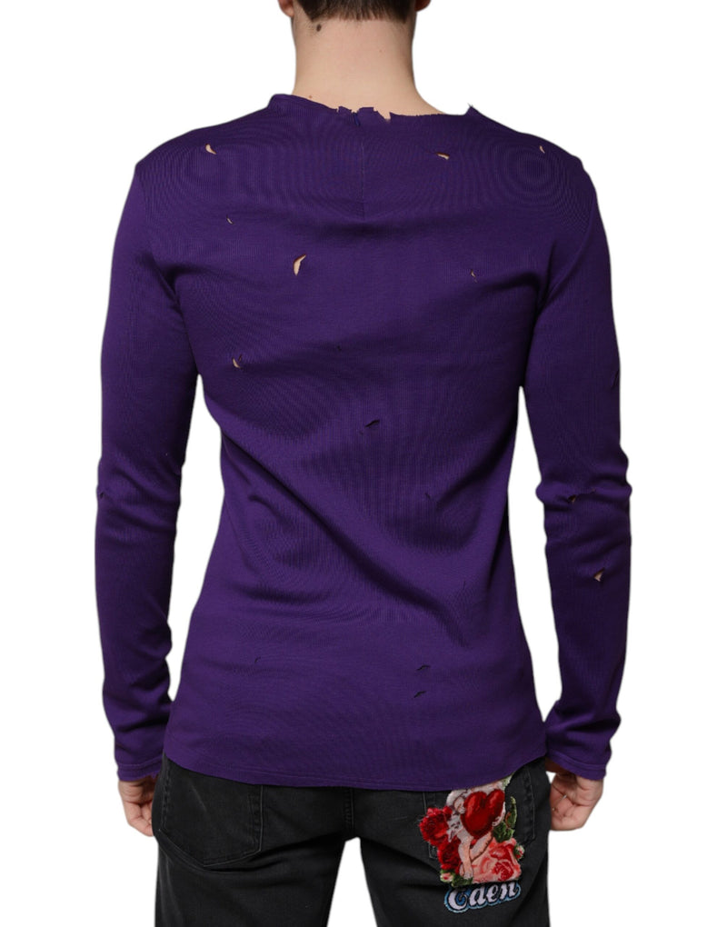 Pull en coton violet à col rond pour homme de Dolce &amp; Gabbana