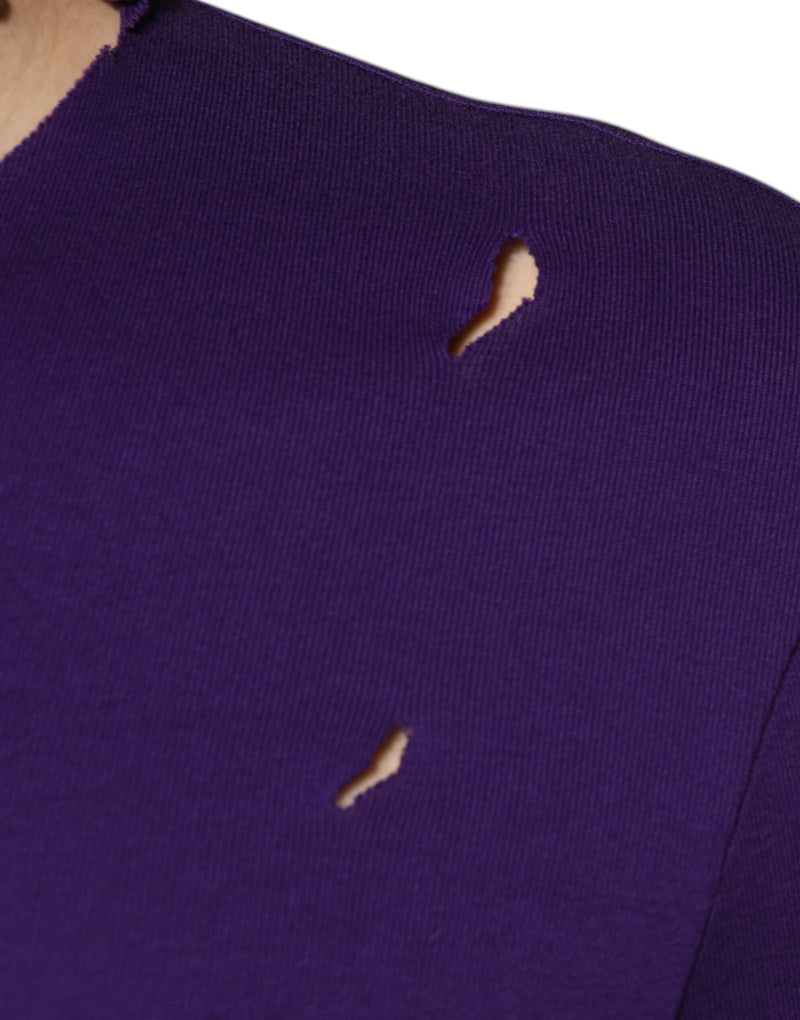 Pull en coton violet à col rond pour homme de Dolce &amp; Gabbana