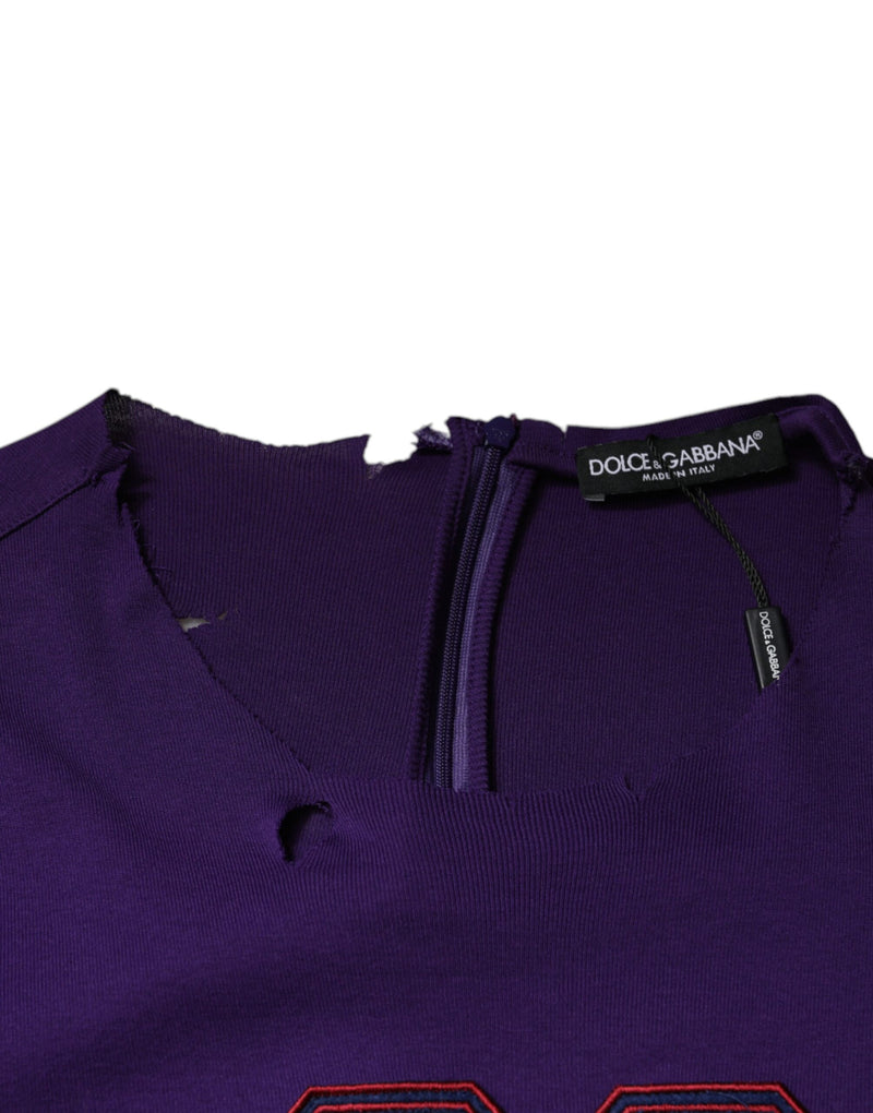 Pull en coton violet à col rond pour homme de Dolce &amp; Gabbana