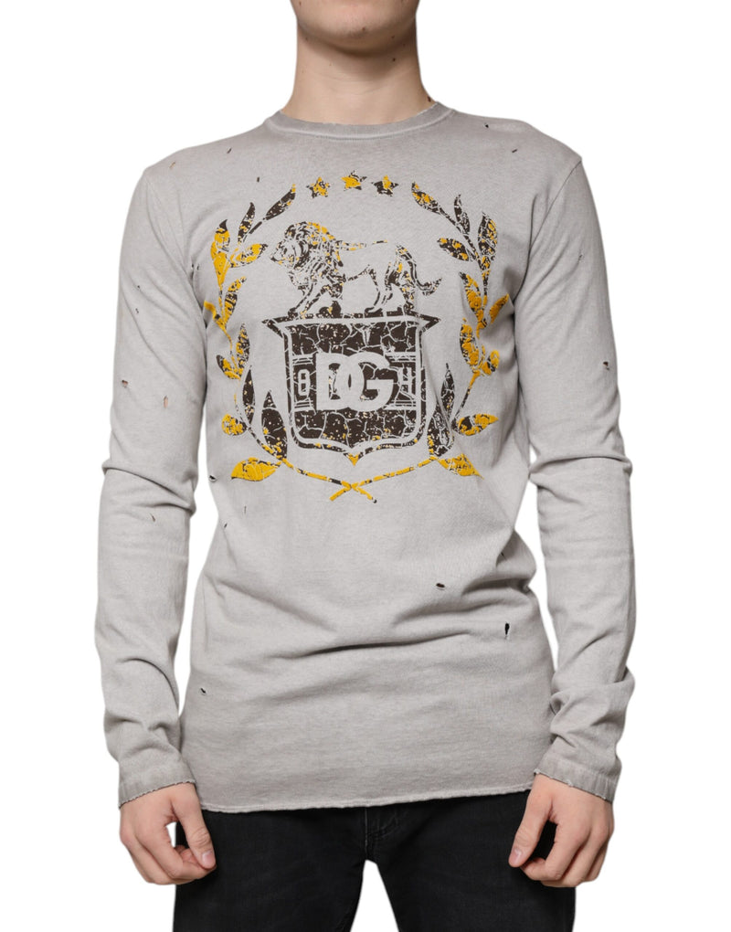 Dolce &amp; Gabbana grijze, bedrukte, katoenen crewneck-trui
