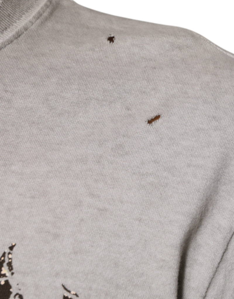 Dolce &amp; Gabbana grijze, bedrukte, katoenen crewneck-trui