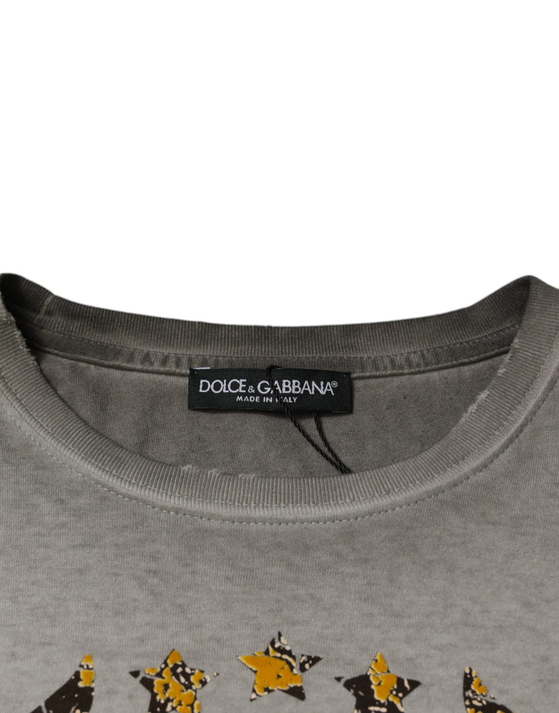 Dolce &amp; Gabbana grijze, bedrukte, katoenen crewneck-trui