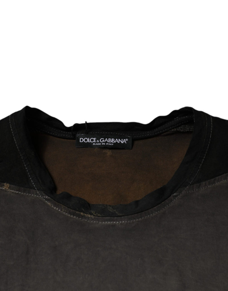 T-shirt en coton à col rond Dolce &amp; Gabbana brun avec imprimé graphique.