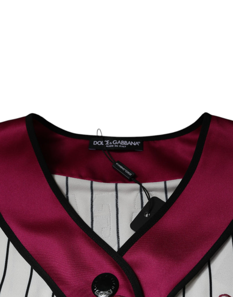 T-shirt en jersey à col en V et boutons, avec logo multicolore de Dolce &amp; Gabbana