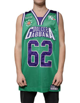 T-shirt sans manches en jersey de polyester vert de Dolce &amp; Gabbana