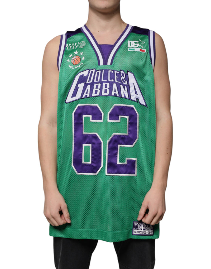 T-shirt sans manches en jersey de polyester vert de Dolce &amp; Gabbana