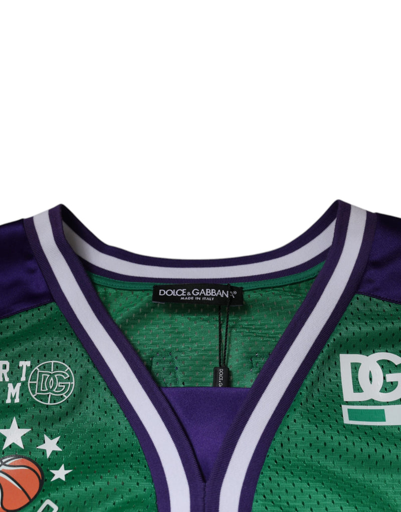 T-shirt sans manches en jersey de polyester vert de Dolce &amp; Gabbana