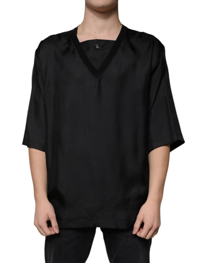 Dolce &amp; Gabbana zwart katoenen T-shirt met ronde hals en korte mouwen