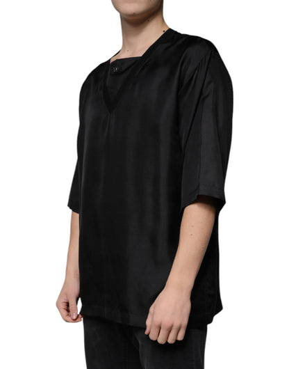 Dolce &amp; Gabbana zwart katoenen T-shirt met ronde hals en korte mouwen
