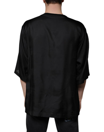 Dolce &amp; Gabbana zwart katoenen T-shirt met ronde hals en korte mouwen