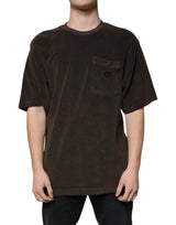 T-shirt à manches courtes en coton brun à col rond de Dolce &amp; Gabbana
