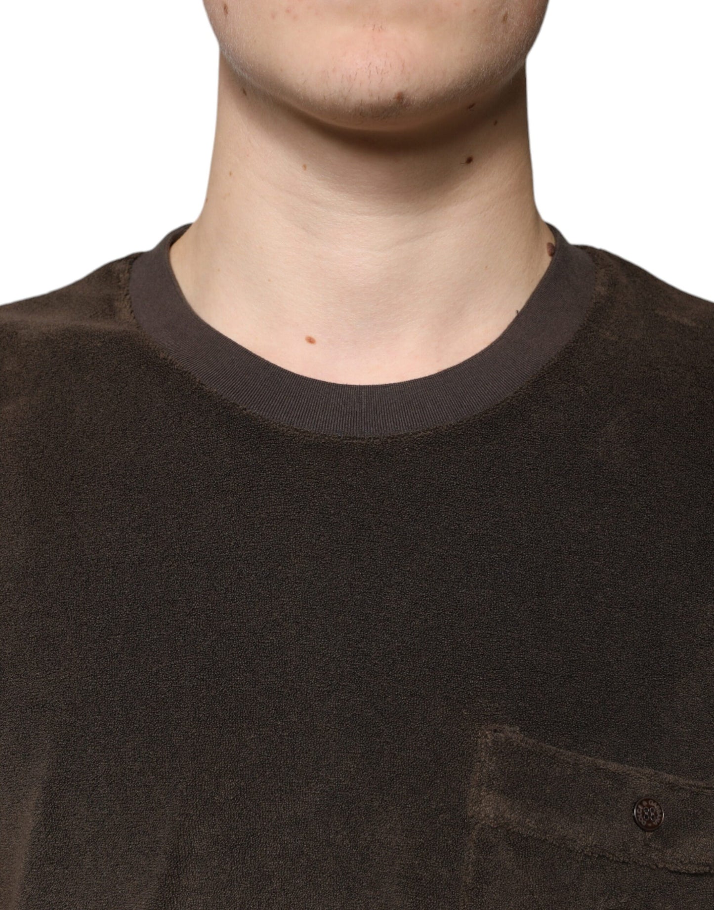 T-shirt à manches courtes en coton brun à col rond de Dolce &amp; Gabbana