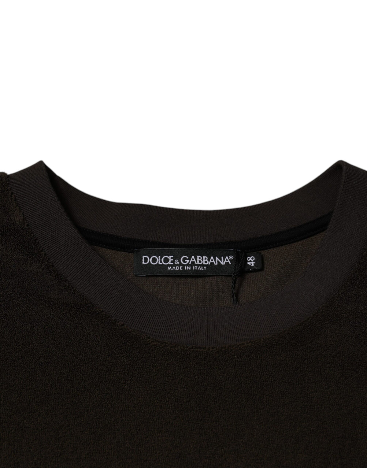 T-shirt à manches courtes en coton brun à col rond de Dolce &amp; Gabbana